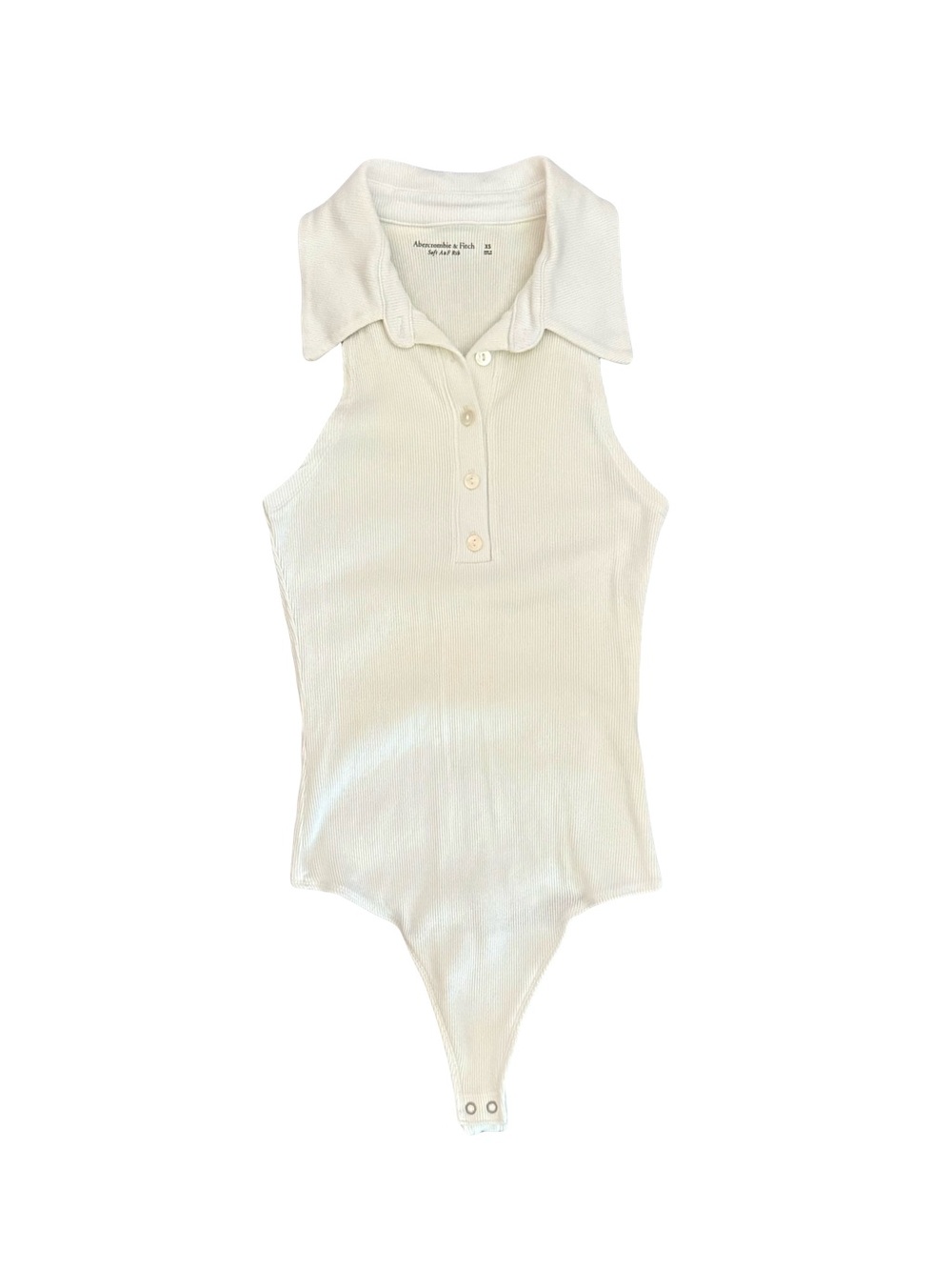 NWOT ABERCROMBIE AND FITCH WHITE SOFT RIBBED BODYSUIT // SIZE XS🤍